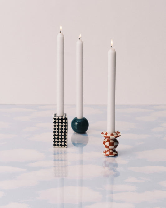 Portacandele Chessboard, set di 3 pz