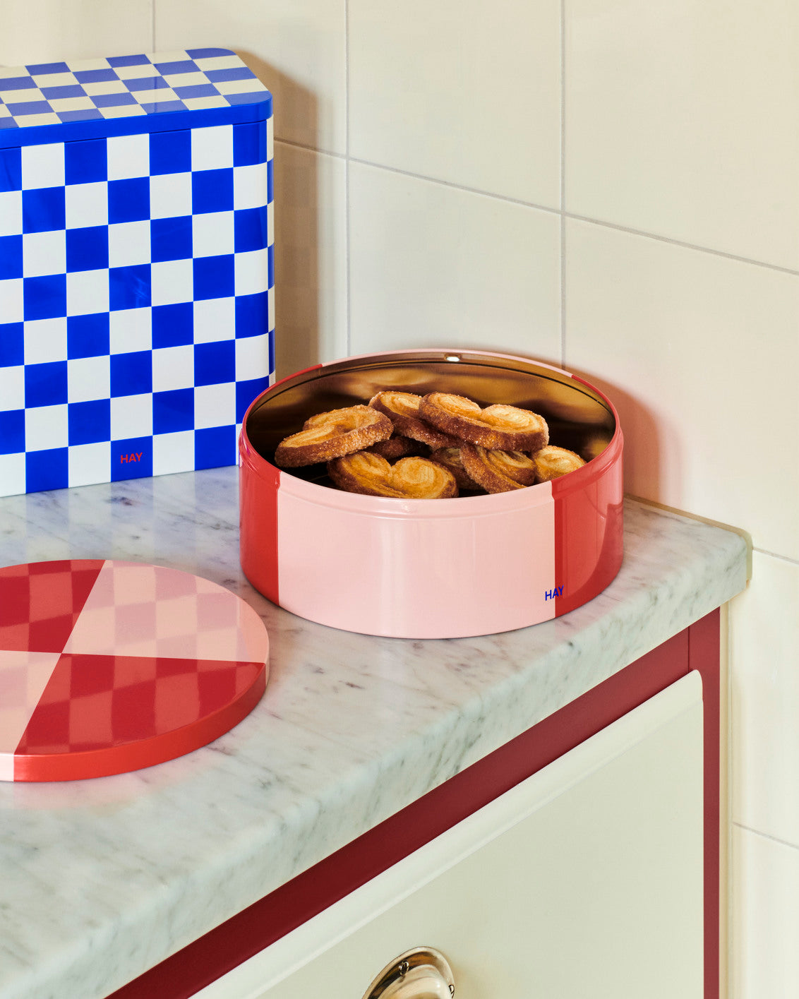 Contenitore, Tin Container Large, Blu/Bianco Sporco