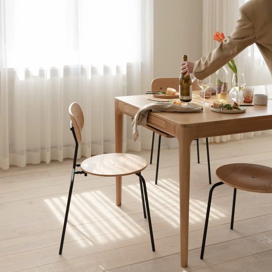 Sedia Curious, Rovere/Nero, Tessuto Mocca