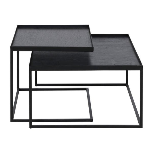 Set di 2 Tavolini, Vassoio Quadrato Basso, S/L, Verniciato
