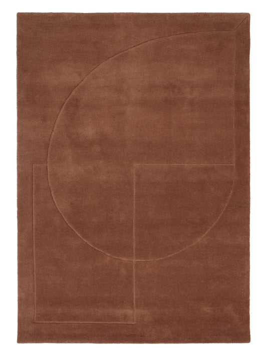 Tappeto Lineal Poem, colore Amber, 170x240 cm - vista intera del motivo geometrico a linee curve