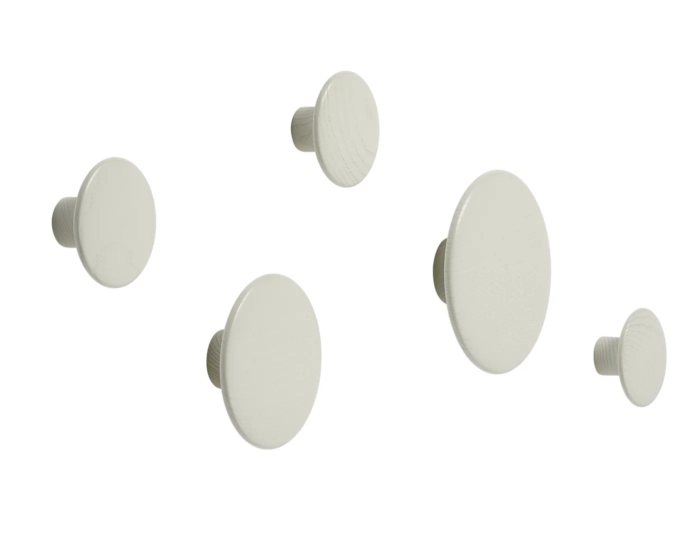 Appendiabiti Dots Wood, Set di 5, Bianco