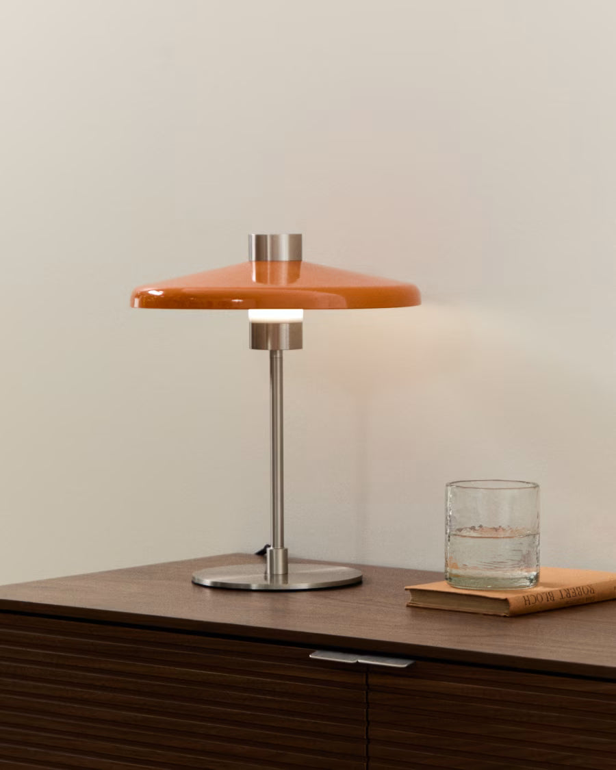 Lampada da Tavolo Nuvira Metallo, Grigio/Paralume Arancio