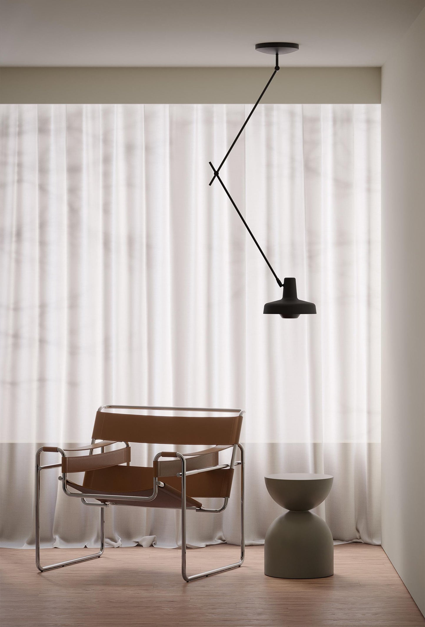 Lampada da soffitto Arigato, vers. Long, col. nera - ambientazione