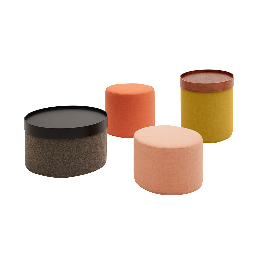 Pouf Drum High, Tessuto Vision 528, Green, ø45 h40