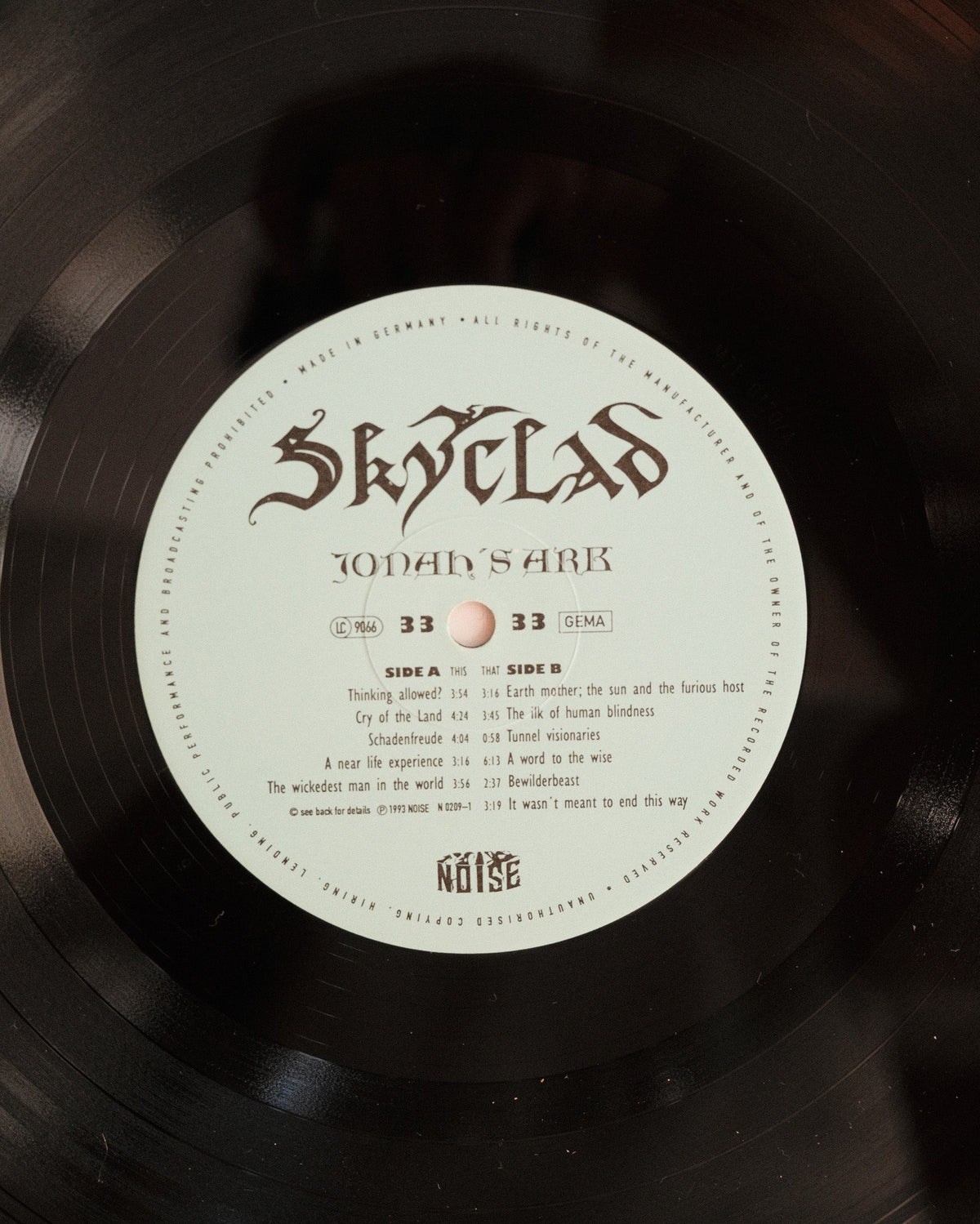 Skyclad – Jonah's Ark, etichetta del disco