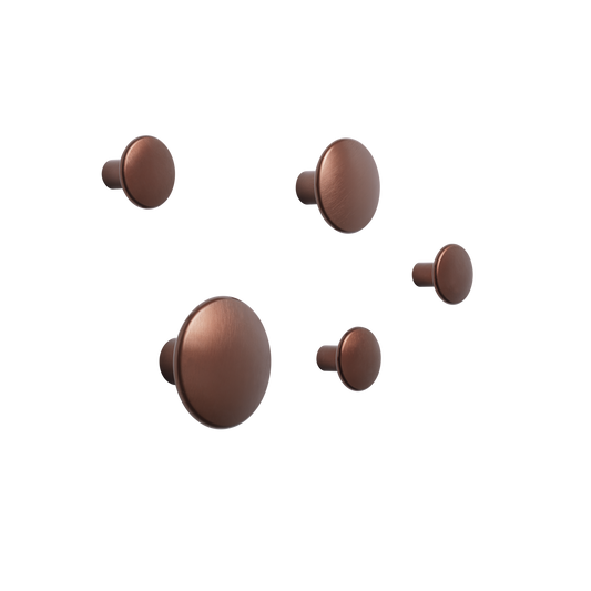 Appendiabiti Dots Metal, Set di 5, Umber