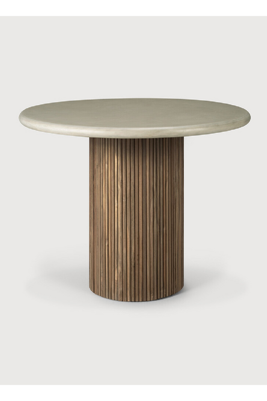 Tavolo da esterno Roller Max ø90, base teak e piano cemento - Ethnicraft