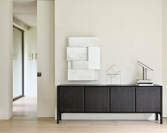 Credenza Pi Ethnicraft, fin. teak marrone scuro, 4 ante - dettaglio