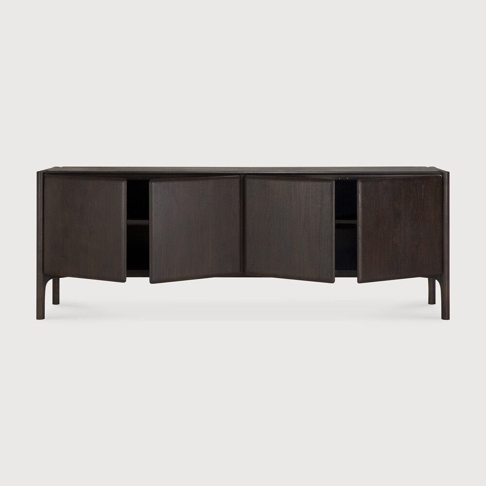 Credenza Pi Ethnicraft, fin. teak marrone scuro, 4 ante - dettaglio