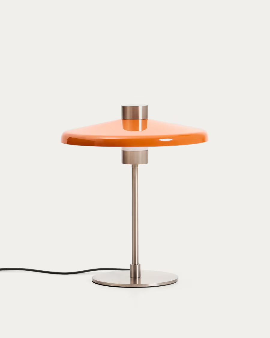 Lampada da Tavolo Nuvira Metallo, Grigio/Paralume Arancio
