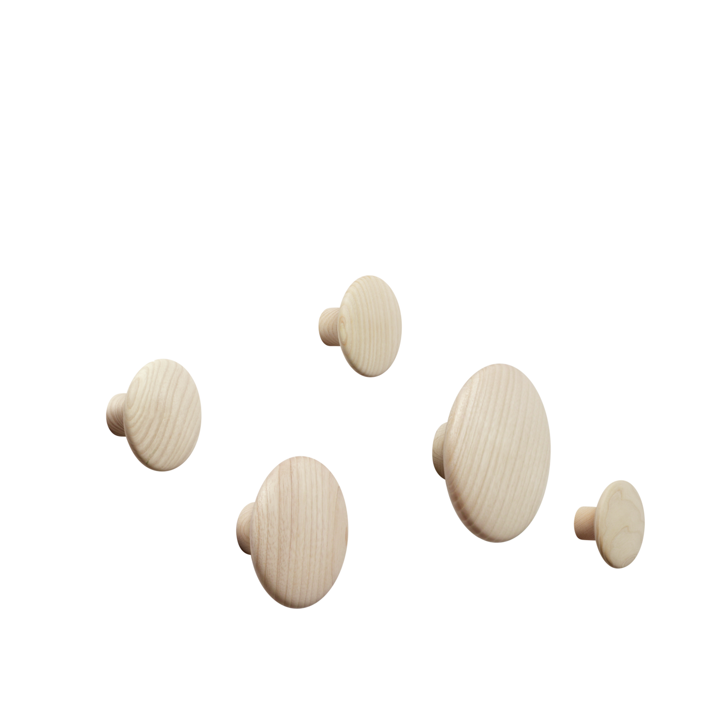 Appendiabiti Dots Wood, Set di 5, Rovere Naturale