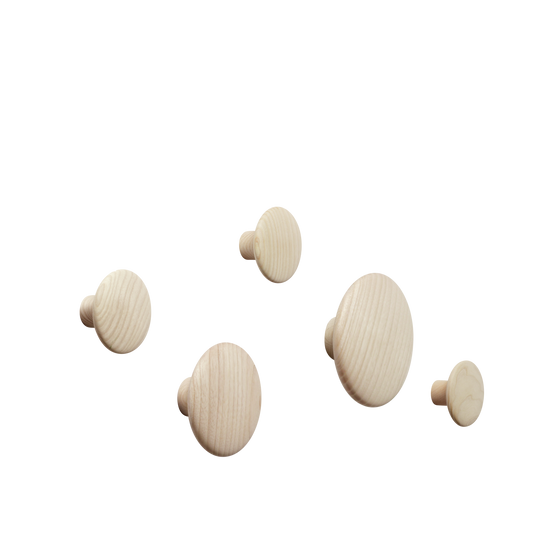 Appendiabiti Dots Wood, Set di 5, Rovere Naturale