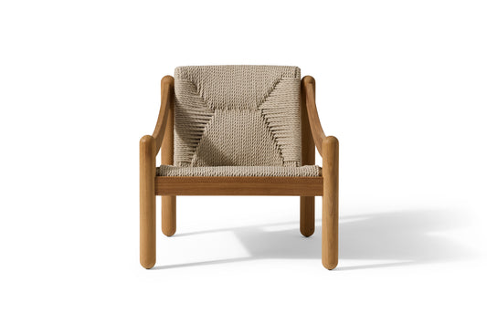 Poltrona 930, strutt. Iroko nat, seduta corda