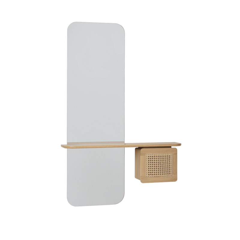 Specchio One More Look UMAGE, rovere, Venetian Cane #color_OAK-VENETIAN CANE