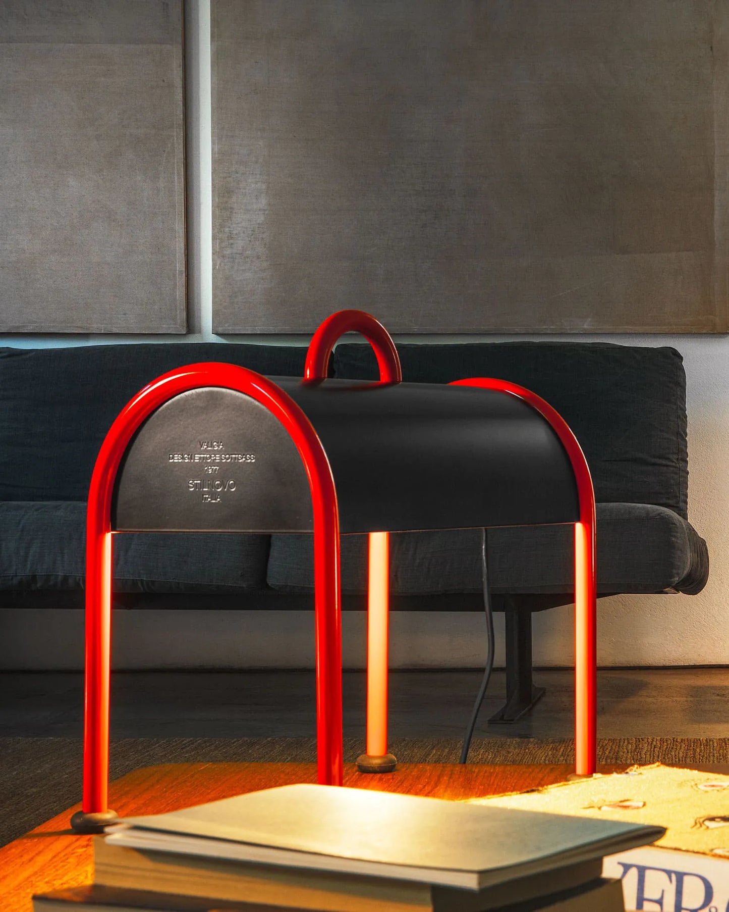 Lampada Valigia, Rosso/Nero