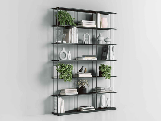 Libreria Krossing Maxi, l.150 x h.203, finitura nero opaco - vista dettaglio