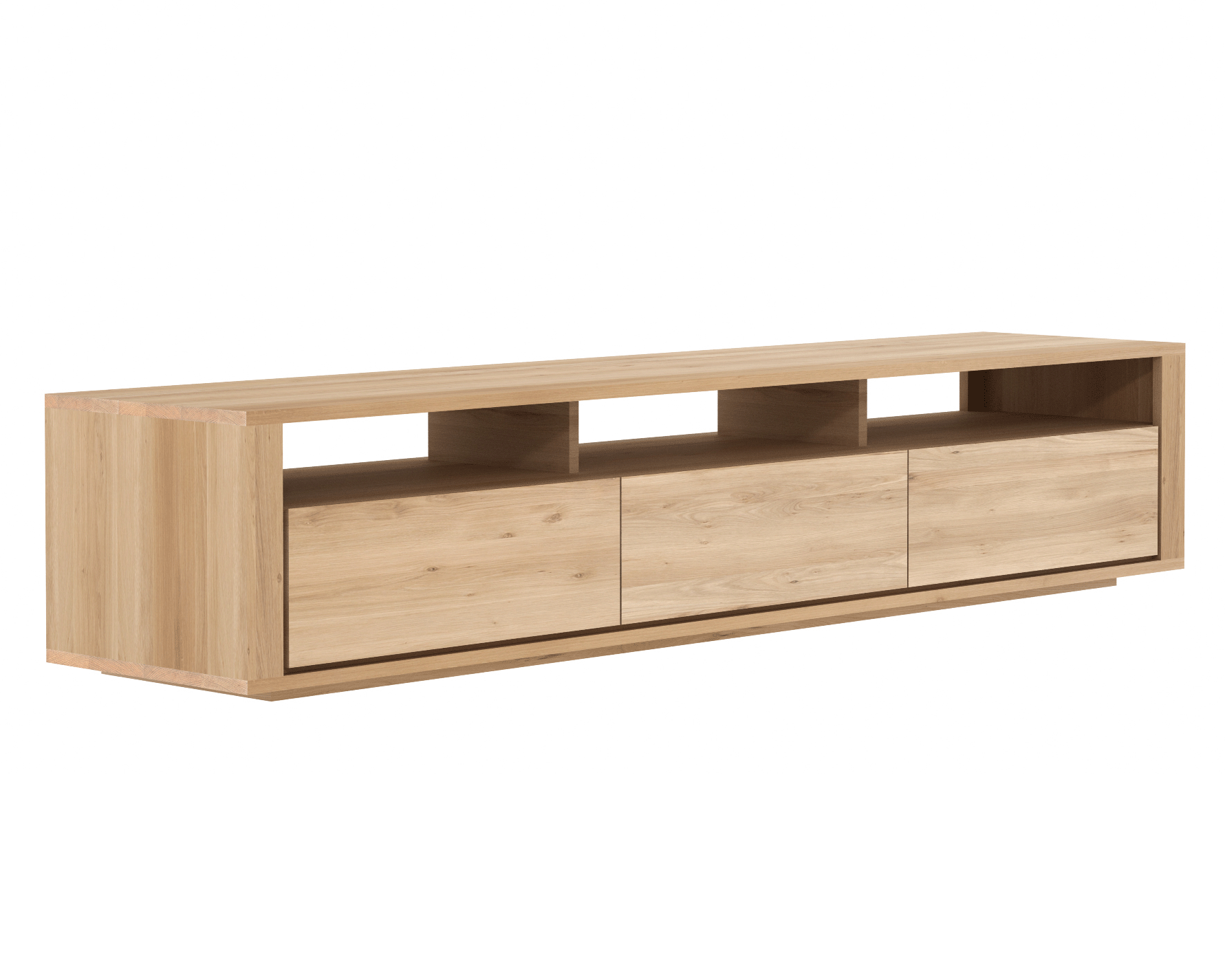 Porta tv Shadow Ethnicraft, fin. rovere, 3 cassetti - vista tre quarti pack-shot